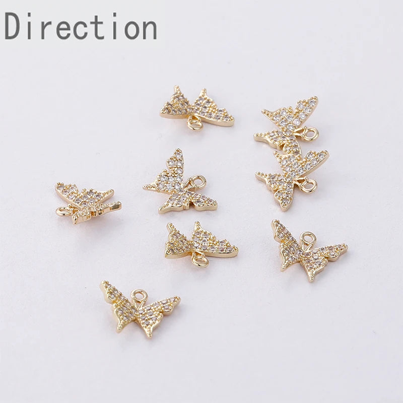 14k Butterfly Zircon Pendant DIY Earrings Necklace Chain - Accessories