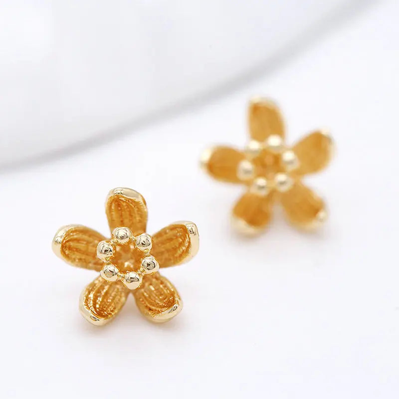14k Brass Metal Flower Charms Pendant Jewelry Making Supplies Diy