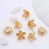 14k Brass Metal Flower Charms Pendant Jewelry Making Supplies Diy