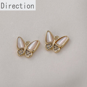 14k Natural Pearl Zircon Butterfly Pendant for Jewelry Diy