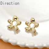 14k Hollow Flower Ear Pin Diy Pearl Ear Stud Ear Jewelry Material