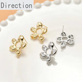 14k Hollow Flower Ear Pin Diy Pearl Ear Stud Ear Jewelry Material