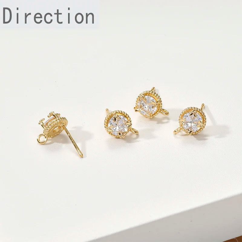 14k Zircon Butterfly Lace Hanging Ear Pins DIY Ear Studs Material