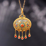 14k Vintage Carving Jade Gemstones Enamel Pendant Necklaces Chain Bracelets