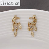 14k Moon Dream Catcher Zircon Pendant Material