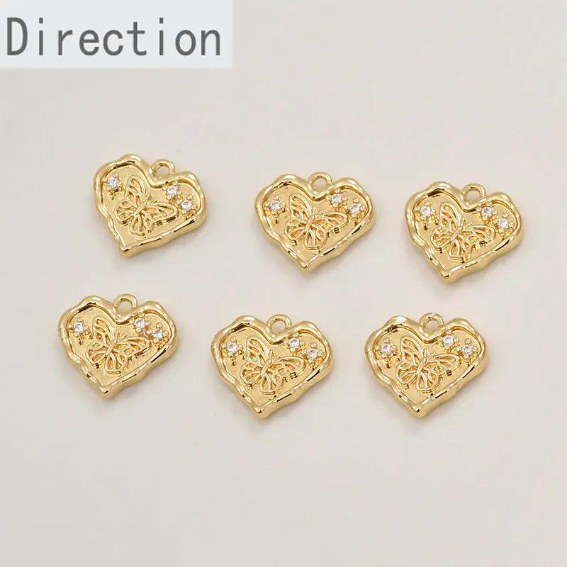 14k Copper Butterfly Zircon Pendant for DIY Jewelry
