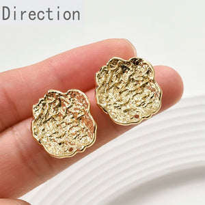 14k Copper Retention Bump Texture Surface Rose Flower Ear Pin Earrings