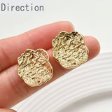 14k Copper Retention Bump Texture Surface Rose Flower Ear Pin Earrings