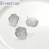 14k Copper Retention Bump Texture Surface Rose Flower Ear Pin Earrings