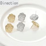 14k Copper Retention Bump Texture Surface Rose Flower Ear Pin Earrings