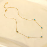 14k Dainty Chain Eye Necklace Turquoise Ball Charm Choker