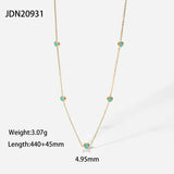 14k Dainty Chain Eye Necklace Turquoise Ball Charm Choker