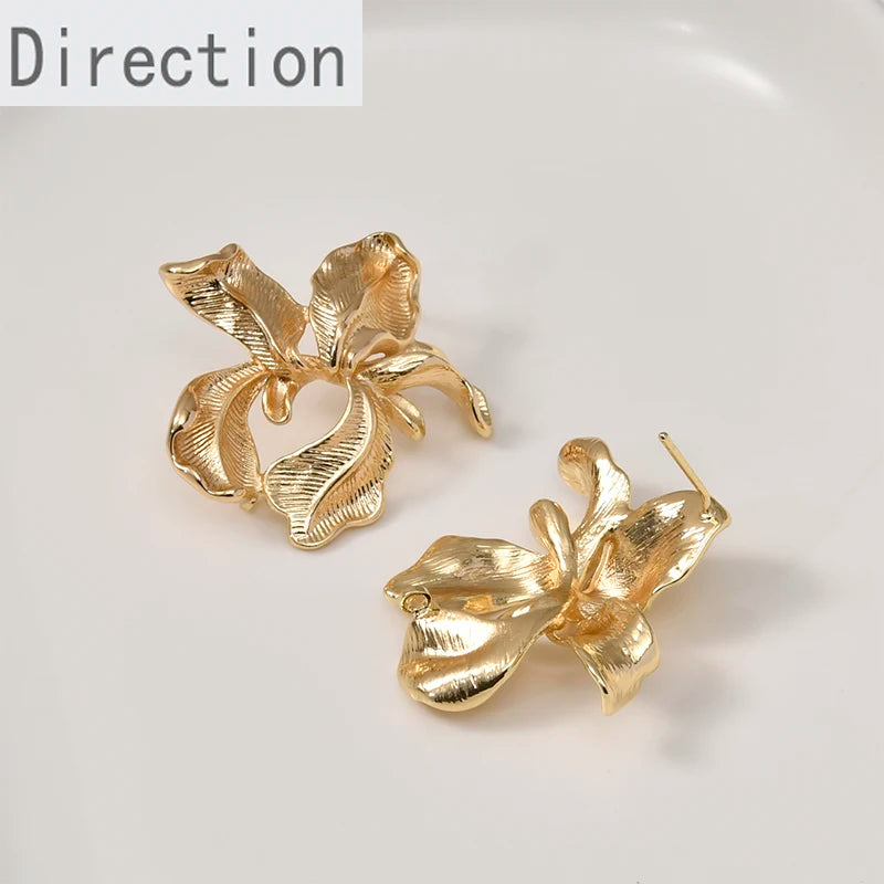 14k Flower Silver Needle Earrings DIY Jewelry Material