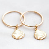 14k Filled Beach Shells Earrings 30MM Hoop Circle Jewelry Boho Brincos