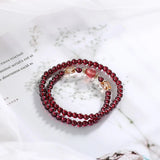 14k Filled Butterfly Bracelet with Garnet & Strawberry Crystal Beads