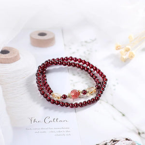 14k Filled Butterfly Bracelet with Garnet & Strawberry Crystal Beads