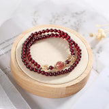 14k Filled Butterfly Bracelet with Garnet & Strawberry Crystal Beads