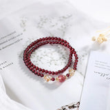 14k Filled Butterfly Bracelet with Garnet & Strawberry Crystal Beads