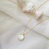 14k Filled Shell Choker Mother Of Pearl Necklace with ECO Brass Pendant