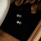 14k Zircon Bow Mini Stud Earrings 925 Silver Freshwater Pearl Small Earings