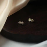 14k Zircon Bow Mini Stud Earrings 925 Silver Freshwater Pearl Small Earings