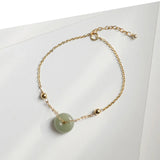 Real Jade Gemstone Bracelet for Women 14k Gold Charm Bangles