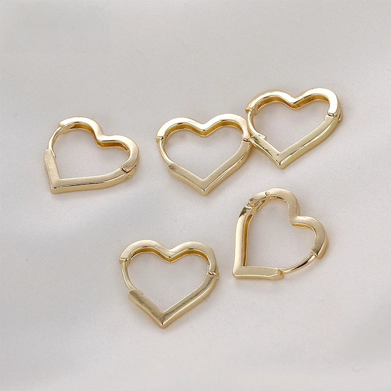 14k Mini Peach Heart-shaped Love Ear Buckle Earrings