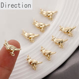 14k Mini 3D Double Hanging Bird Pendant DIY Jewelry Material