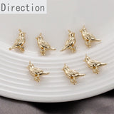 14k Mini 3D Double Hanging Bird Pendant DIY Jewelry Material