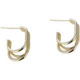 14k Multi-layer C-shaped Metal Texture Ear Hoop Earrings