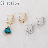 14k Multi-layer C-shaped Metal Texture Ear Hoop Earrings