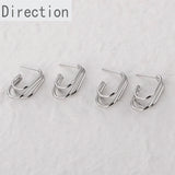 14k Multi-layer C-shaped Metal Texture Ear Hoop Earrings