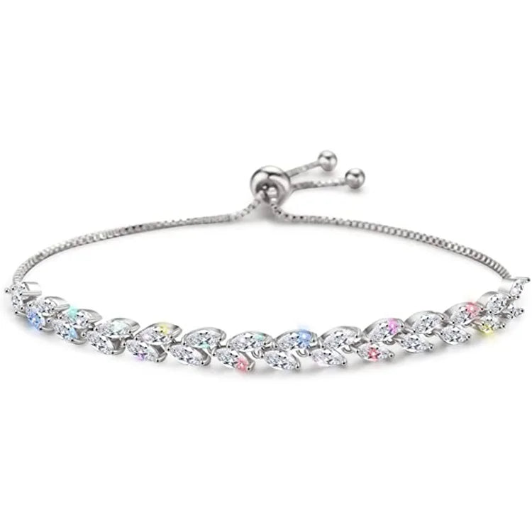 14k Plated Double Row Zirconia Crystal Bracelet