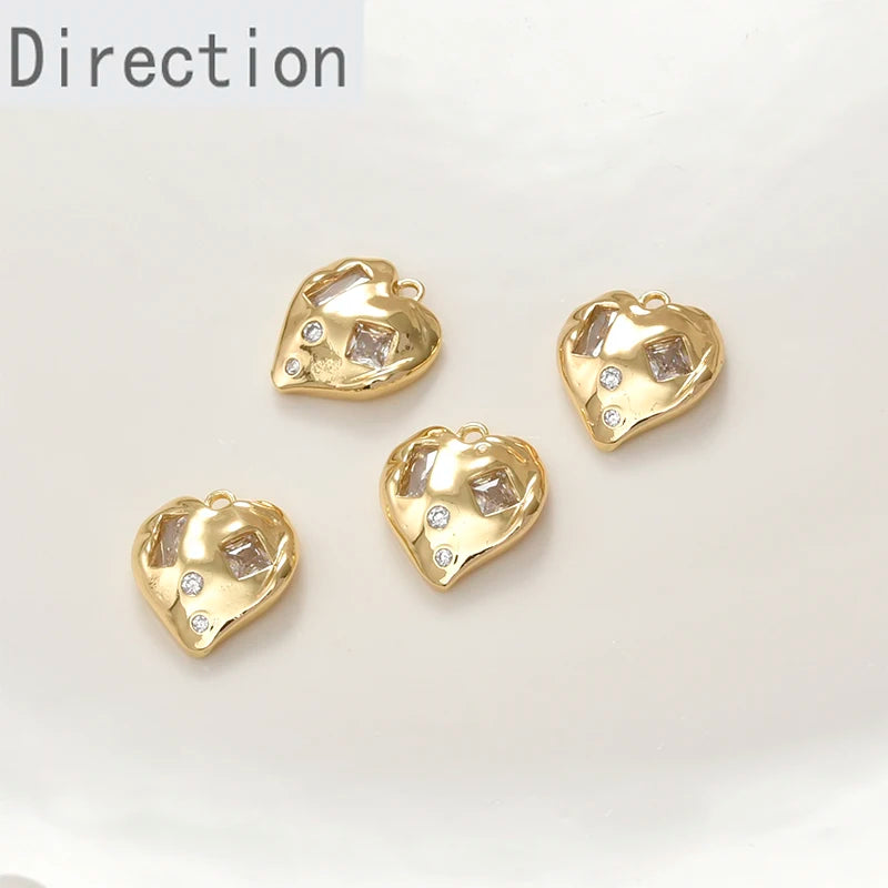 14k Plated Zircon Love Peach Heart Pendant