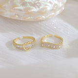14k Plated Love Pearl Moon Star Rings for Woman Daily Holiday Party Ring