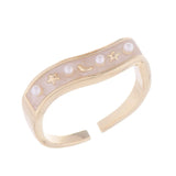 14k Plated Love Pearl Moon Star Rings for Woman Daily Holiday Party Ring