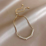 14k Plated Zircon Bamboo Bracelet for Women Adjustable