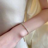 14k Plated Zircon Bamboo Bracelet for Women Adjustable