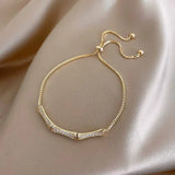 14k Plated Zircon Bamboo Bracelet for Women Adjustable