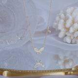14k Plated Zircon Butterfly Wings Necklace
