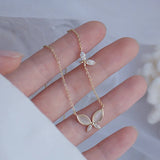 14k Plated Zircon Butterfly Wings Necklace