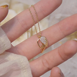 14k Plated Zircon Small Wings Necklace for Woman