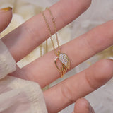 14k Plated Zircon Small Wings Necklace for Woman