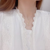 Star & Moon Zircon Chain Necklace, 14k Plated Fine Jewelry