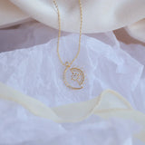 Star & Moon Zircon Chain Necklace, 14k Plated Fine Jewelry