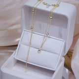 14k Plated Double Diamond Zircon Necklace for Women