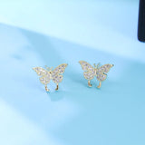 14k Plated Mini Butterfly Stud Earrings Women Ladies Personalized Small Studs