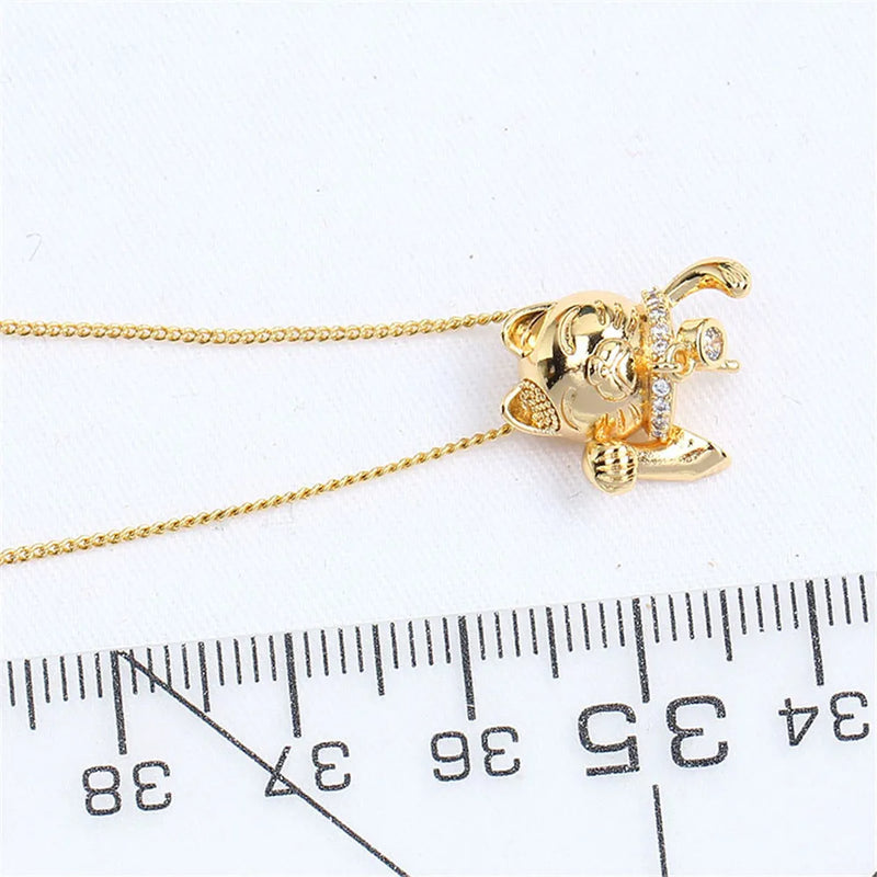 Maneki-neko Zircon Pearl Necklace Pendant with DIY Accessories