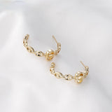 14k Plated Japanese C-shaped Earpin DIY Earrings Accessories