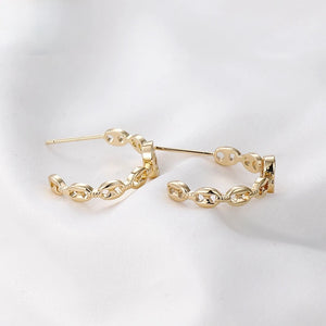 14k Plated Japanese C-shaped Earpin DIY Earrings Accessories